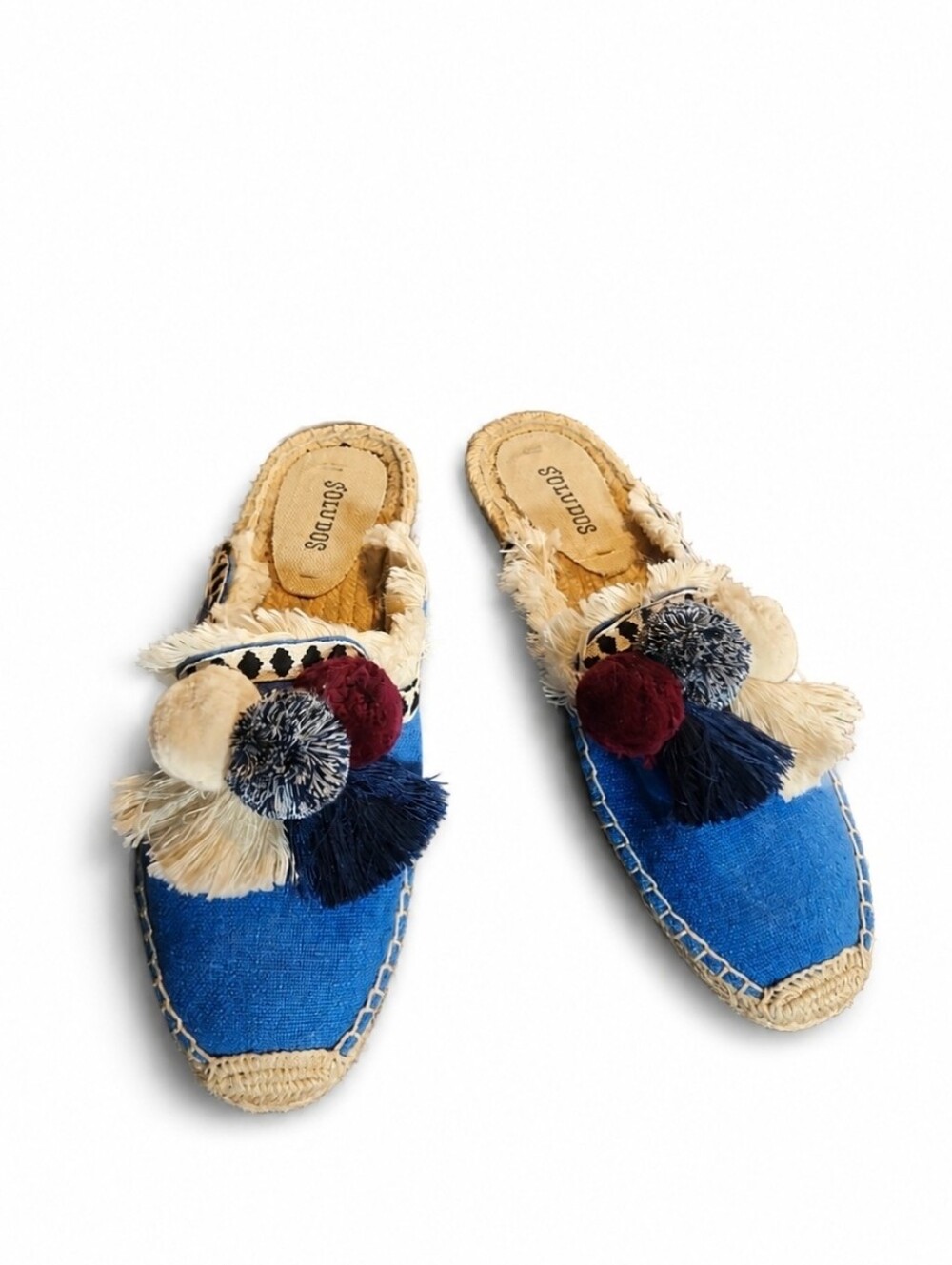 Anthropologie Soludos Coco Pom Pom Slide Sandals 7.5